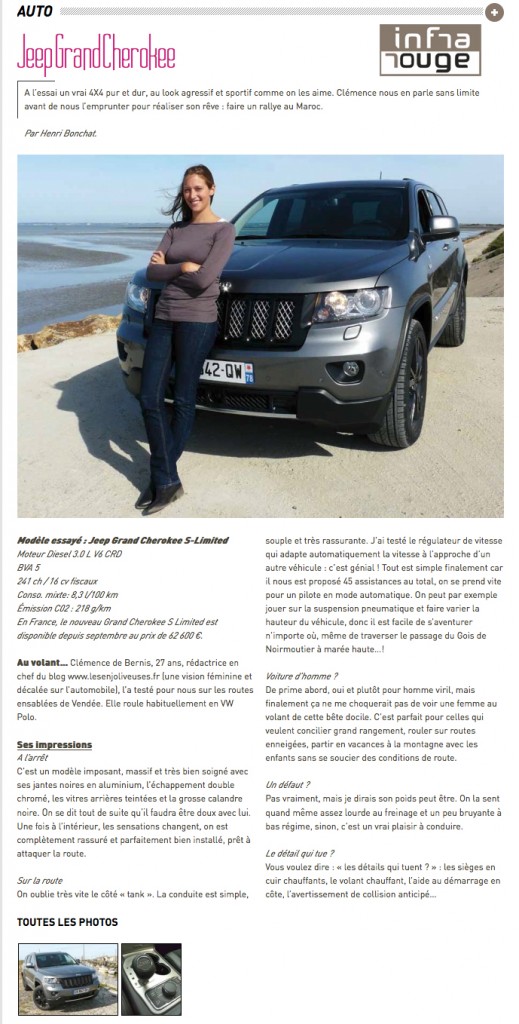 Article Jeep Grand Cherokee Jeep, Grand Cherokee, S Limited, essai, noirmoutiers, 4x4, infrarouge