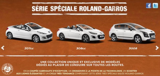 Roland-Garros, roland-garros 2013, série spéciale, tennis, tournoi, 3008, 207 CC, 308 CC, partenaire