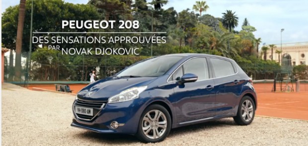 Roland garros, peugeot, 208, serie speciale, pub, djokovic, tennis