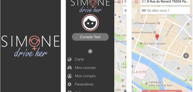 Simone drive her, taxi, taxi femme, application taxi, application taxi femme
