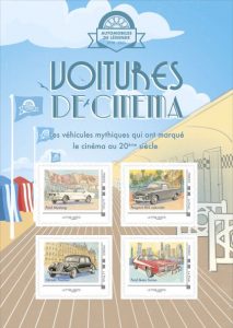 timbres, voiture et cinema, la poste, voiture ancienne, voiture et vacances, kit collector