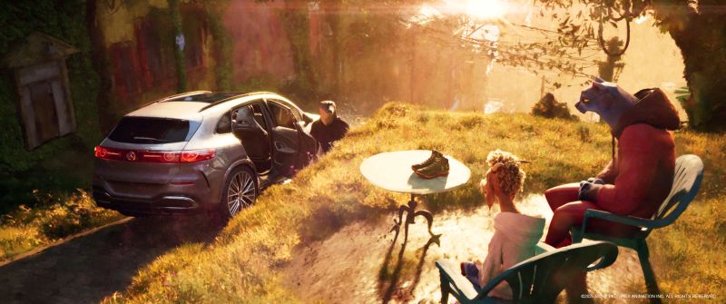 cinema, goat, film animation, mercedes x goat, cla, cinema et auto